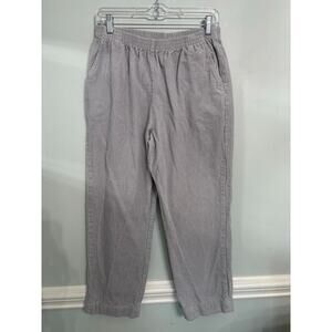 Blair Corduroy Pants Gray Elastic Waist Cropped Straight Leg Size Medium Petite